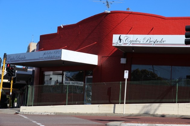 Cycles Bespoke is in the inner eastern suburbs of Perth, directly opposite a railway commuter line that includes a separated cycling path leading to the city.